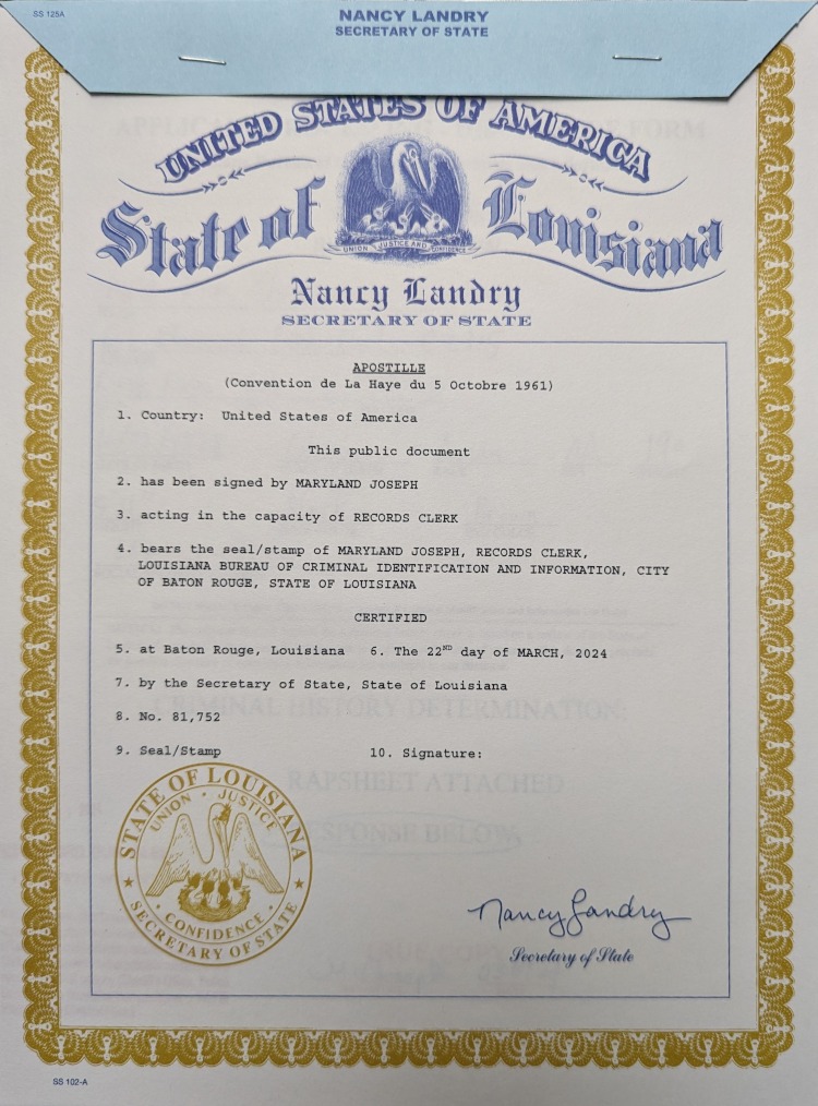apostille Louisiana